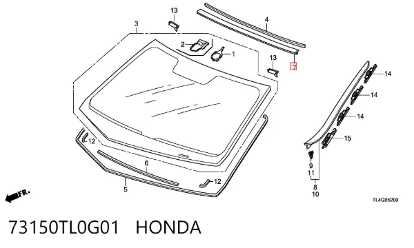 Moldura de pára-brisas Honda Accord VIII