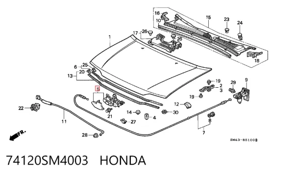 Fecho da capota Honda Accord IV