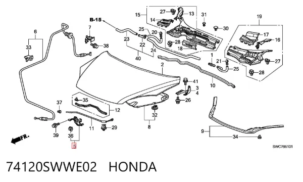 Fecho da capota Honda CR-V III