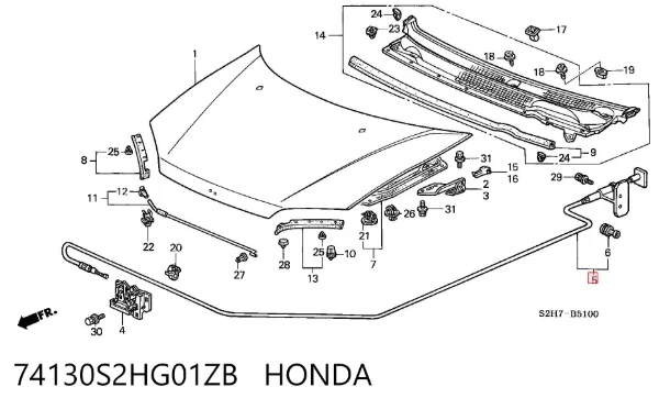 Cabo de abertura da capota Honda HR-V GH
