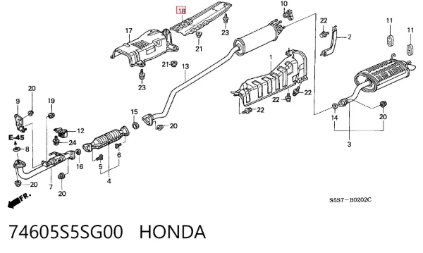  74605S5SG00 Honda