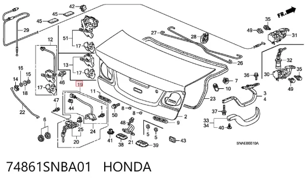 Trinco de fecho de porta-malas (de 3ª/5ª porta traseira) Honda Civic VIII