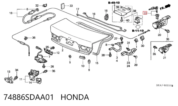  74886SDAA01 Honda