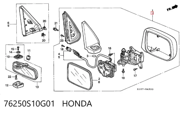 Espelho de retrovisão esquerdo 76250S10G01 Honda