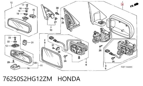 Espelho de retrovisão esquerdo Honda HR-V GH