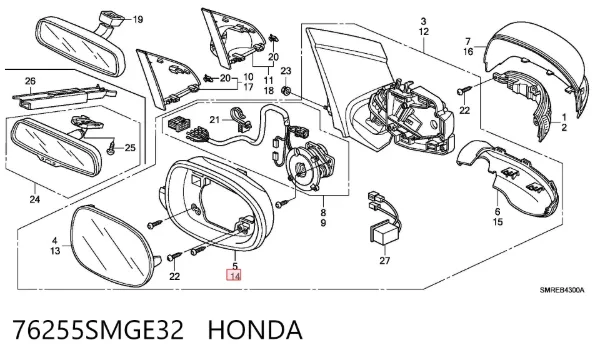 76255SMGE32 Honda