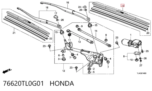 Limpa-pára-brisas do pára-brisas de condutor 76620TL0G01 Honda