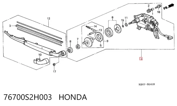 Motor de limpador pára-brisas de vidro traseiro 76700S2H003 Honda
