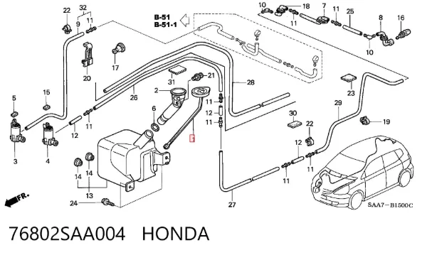 Tampa de tanque de fluido para lavador 76802SAA004 Honda