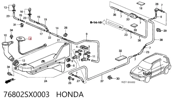 Tampa de tanque de fluido para lavador Honda HR-V GH