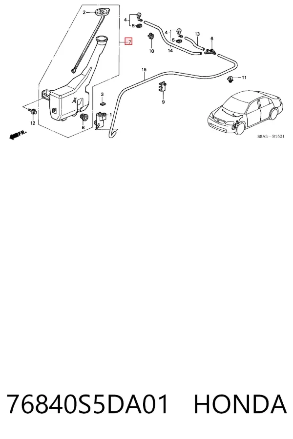 Tanque de fluido para lavador de vidro Honda Civic VII