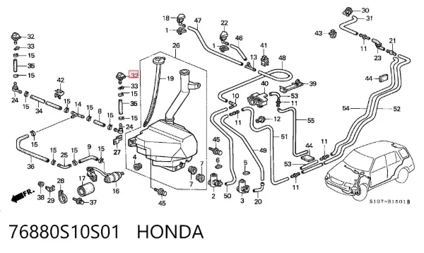 Injetor de fluido para lavador da luz dianteira 76880S10S01 Honda