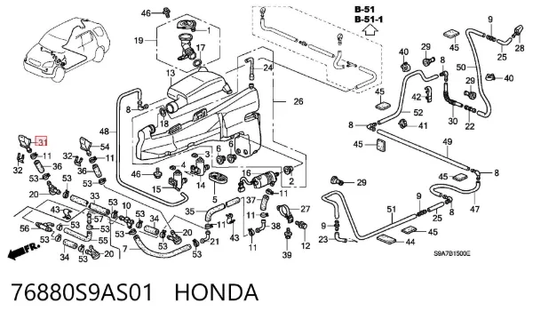 Injetor de fluido para lavador da luz dianteira 76880S9AS01 Honda
