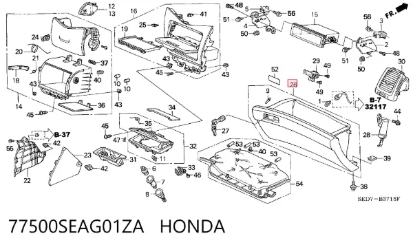 Caixa para porta-luvas (porta-luvas) Honda Accord VII