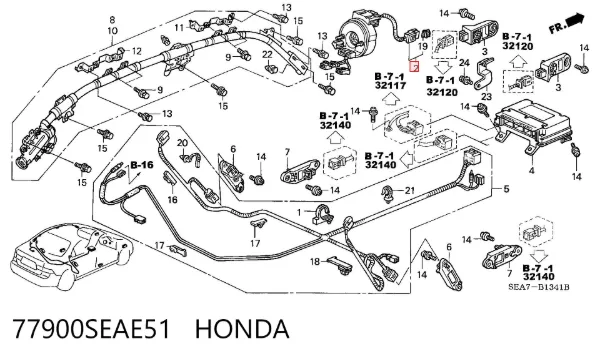 Anel AIRBAG de contato, cabo plano do volante 77900SEAE51 Honda