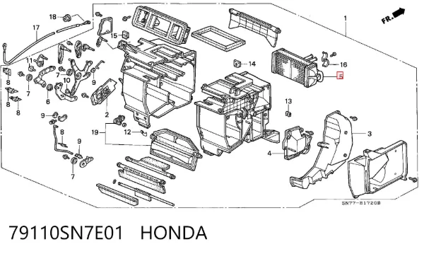 Radiador de forno (de aquecedor) 79110SN7E01 Honda