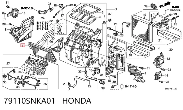 Radiador de forno (de aquecedor) 79110SNKA01 Honda
