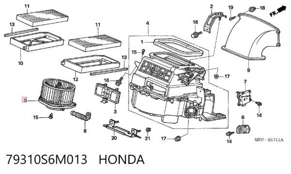 Motor de ventilador de forno (de aquecedor de salão) 79310S6M013 Honda