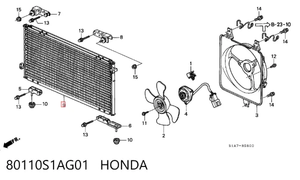 Radiador de aparelho de ar condicionado 80110S1AG01 Honda