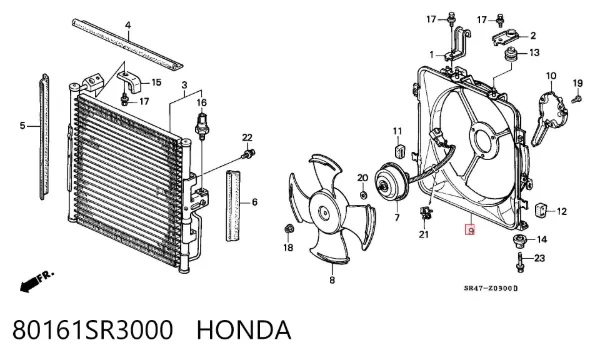 Difusor do radiador de aparelho de ar condicionado 80161SR3000 Honda