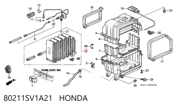 Vaporizador de aparelho de ar condicionado Honda Accord V