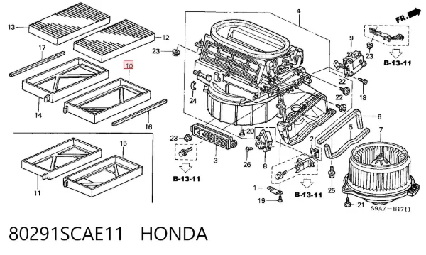 Filtro de salão 80291SCAE11 Honda