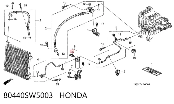 Sensor de pressão absoluta de aparelho de ar condicionado 80440SW5003 Honda