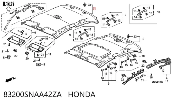 Revestimento do teto 83200SNAA42ZA Honda