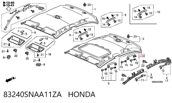 Puxador do teto de salão 83240SNAA11ZA Honda