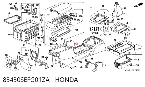 Consola de painel de controlo central 83430SEFG01ZA Honda