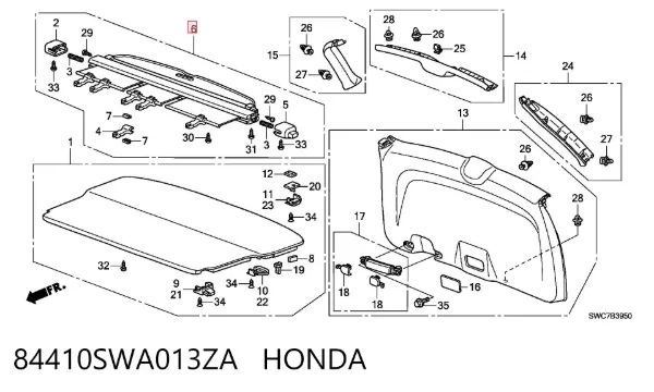 Estore da seção de bagagem 84410SWA013ZA Honda