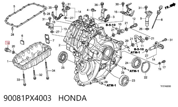 Tampão de panela da Caixa Automática de Mudança 90081PX4003 Honda