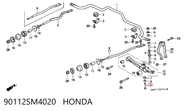 Montante de estabilizador dianteiro 90112SM4020 Honda