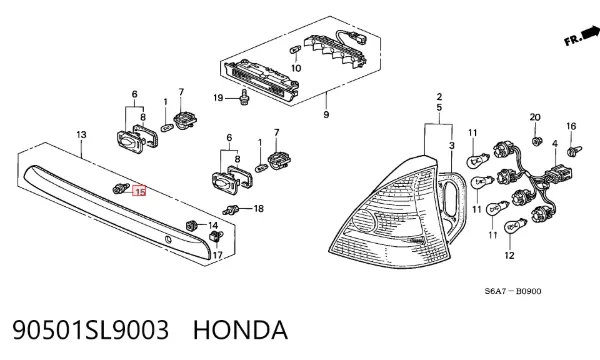  90501SL9003 Honda