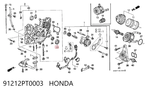 Vedação dianteira de cambota de motor 91212PT0003 Honda