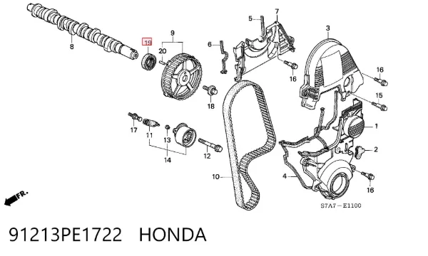 Vedação da árvore distribuidora de motor 91213PE1722 Honda