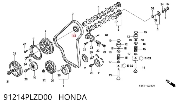 Vedação dianteira de cambota de motor 91214PLZD00 Honda