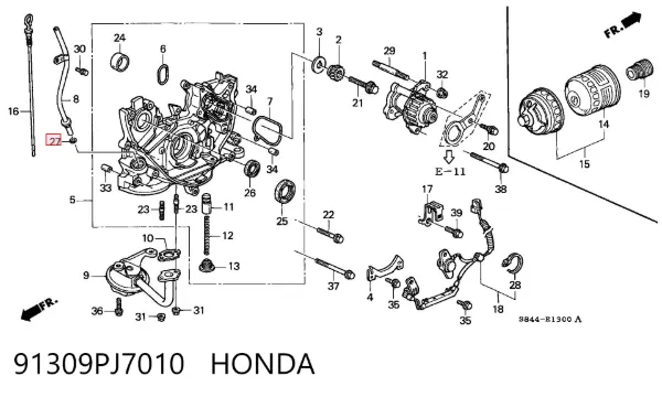 Vedante de tubo coletor de admissão 91309PJ7010 Honda