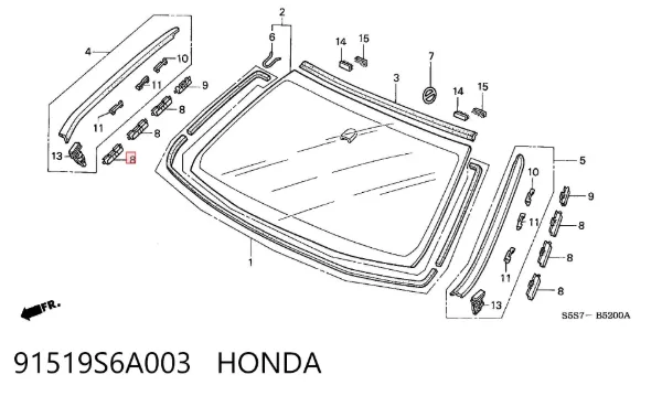 Pára-brisas 91519S6A003 Honda