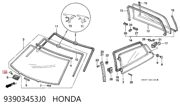Pára-brisas 93903453J0 Honda