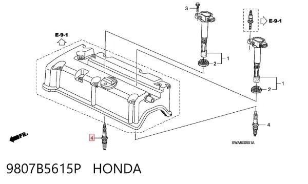 Vela de ignição 9807B5615P Honda