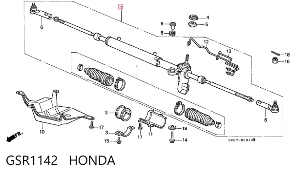 Cremalheira da direção GSR1142 Honda