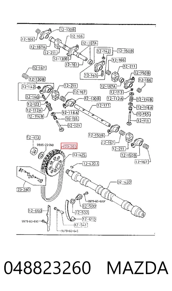 Cadeia do mecanismo de distribuição de gás Mazda 323 III