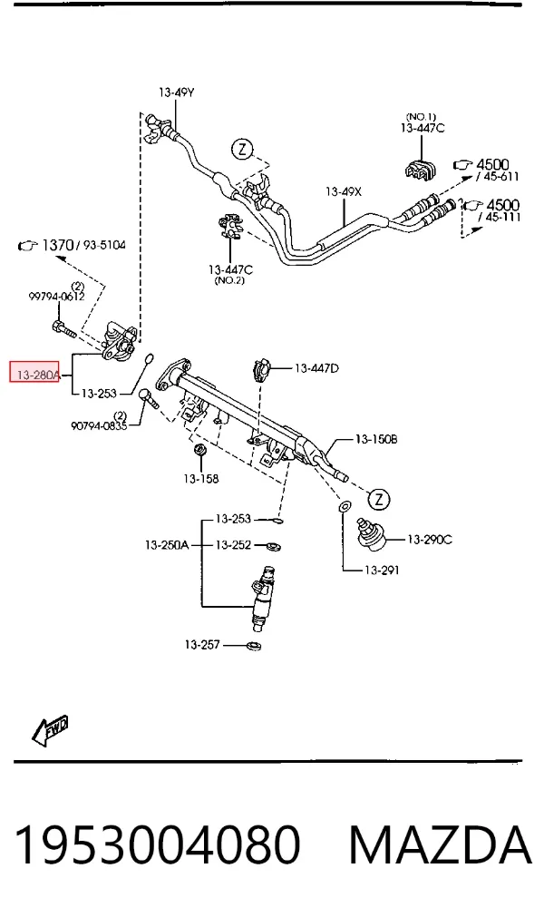 Regulador de pressão de combustível na régua de injectores Mazda 323 F VI