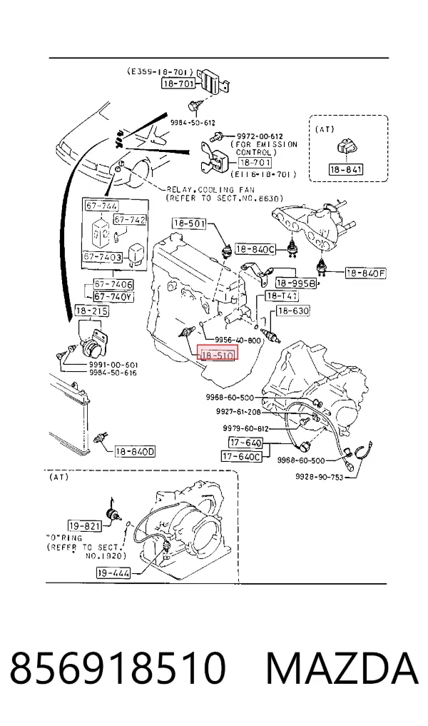 Sensor de temperatura do fluido de esfriamento 856918510 Mazda