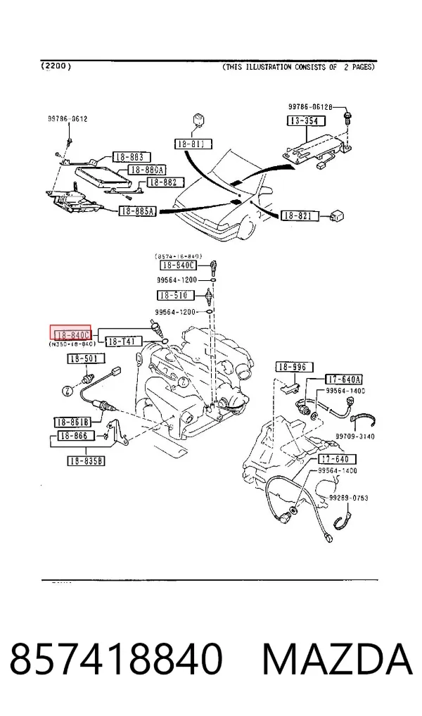 Sensor de temperatura do fluido de esfriamento 857418840 Mazda