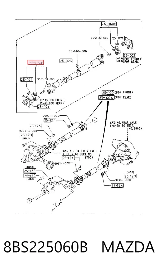 Cruzeta da junta universal traseira 8BS225060B Mazda