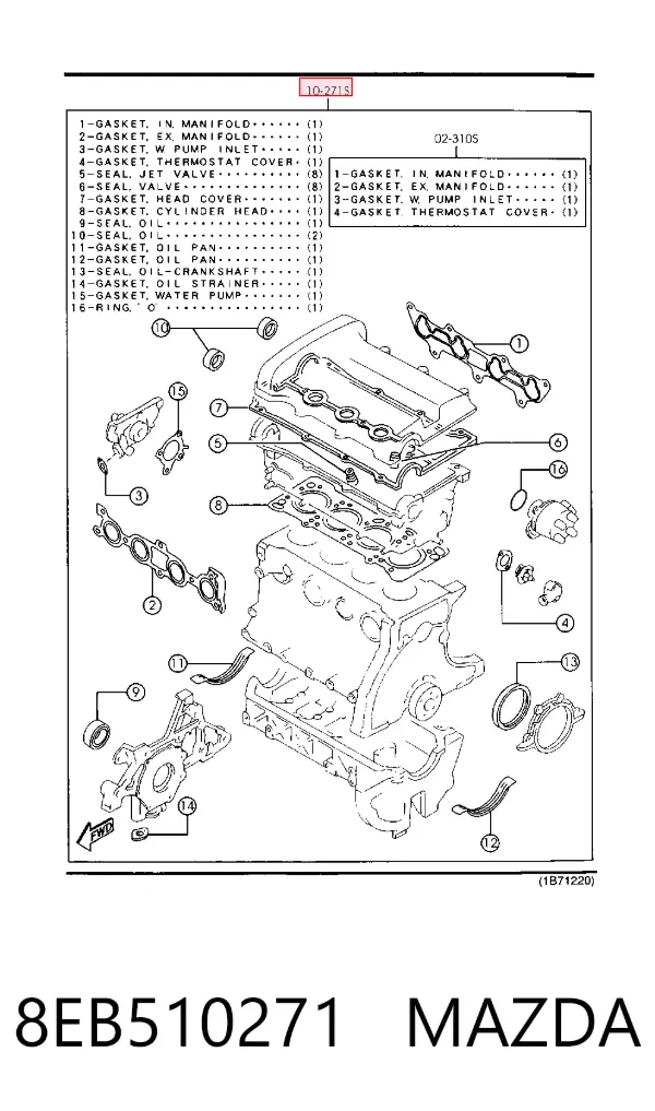 Kit de vedantes de motor completo Mazda 323 F V