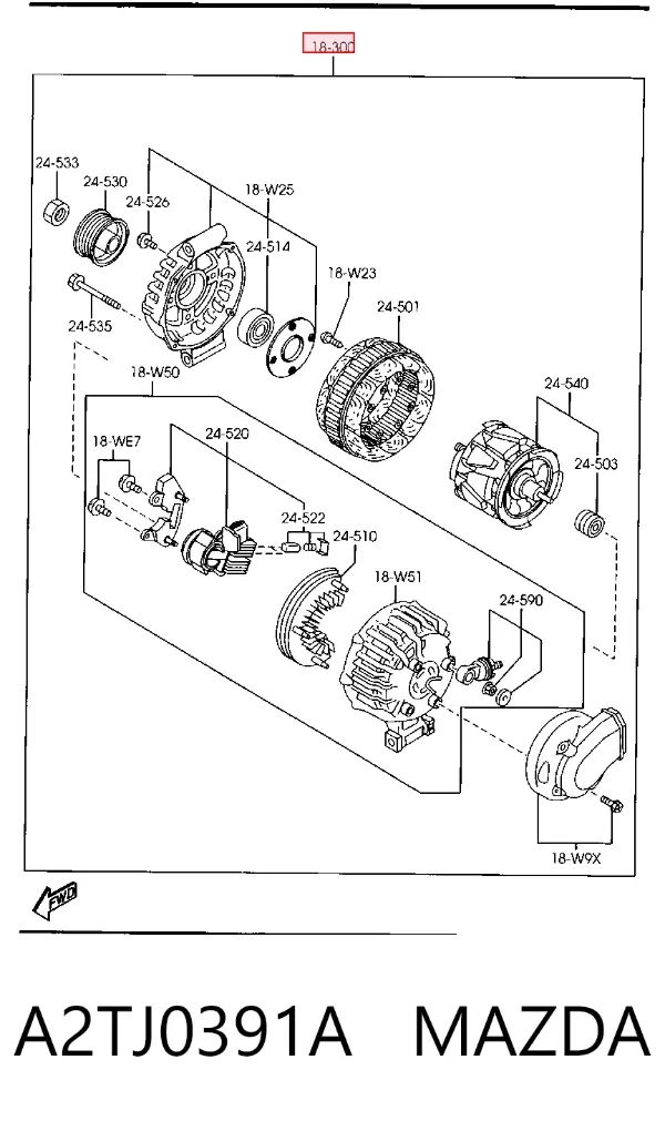 Gerador A2TJ0391A Mazda