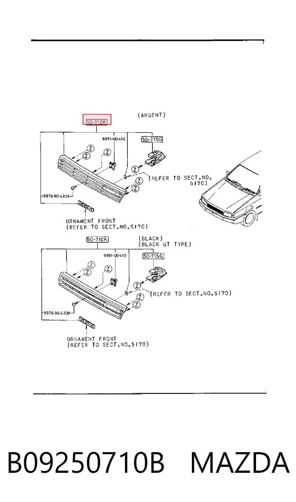 Grelha do radiador Mazda 323 III